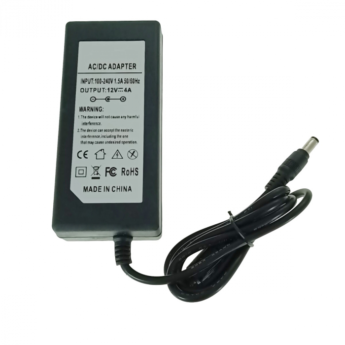 Alimentator stabilizat 12V, 4A-4000Ma, 100-240V, cablu de 92cm, led indicator, universal, negru [2]
