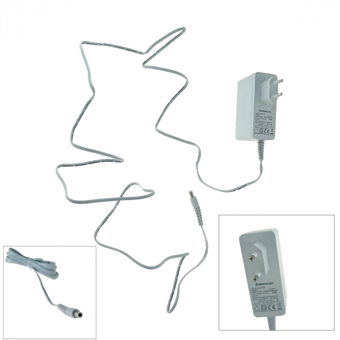 Alimentator stabilizat de 12V, 3000mA, Sagemcom MSG-V3000, cablu de 180 cm si mufa tip Barrel, alb [4]