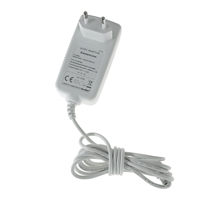Alimentator stabilizat de 12V, 3000mA, Sagemcom NBS36, cablu de 200cm si mufa tip Barrel, alb [1]