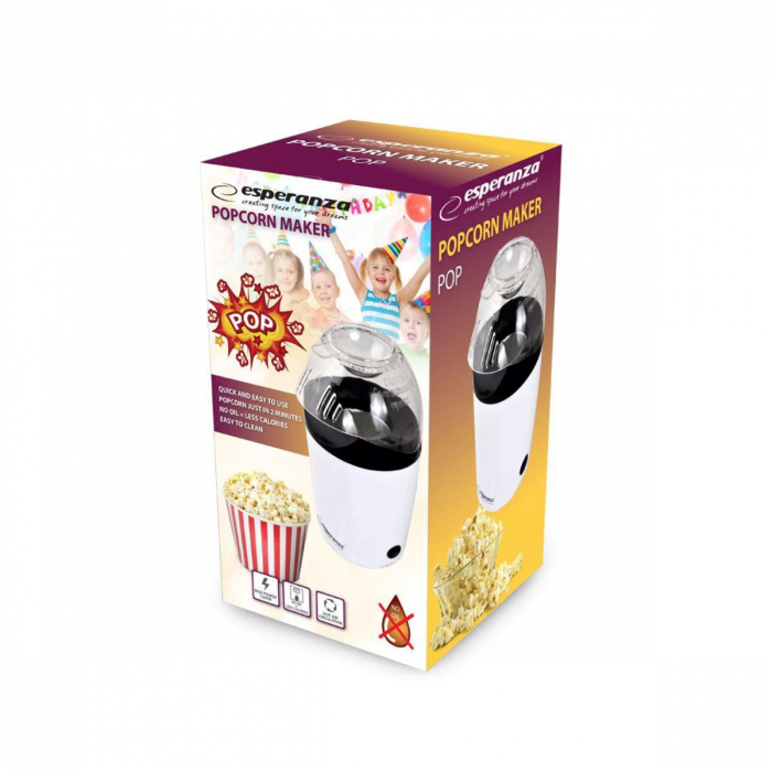 Aparat preparare popcorn, Esperanza, 1200 W, 0.27 l, Alb/Negru [3]