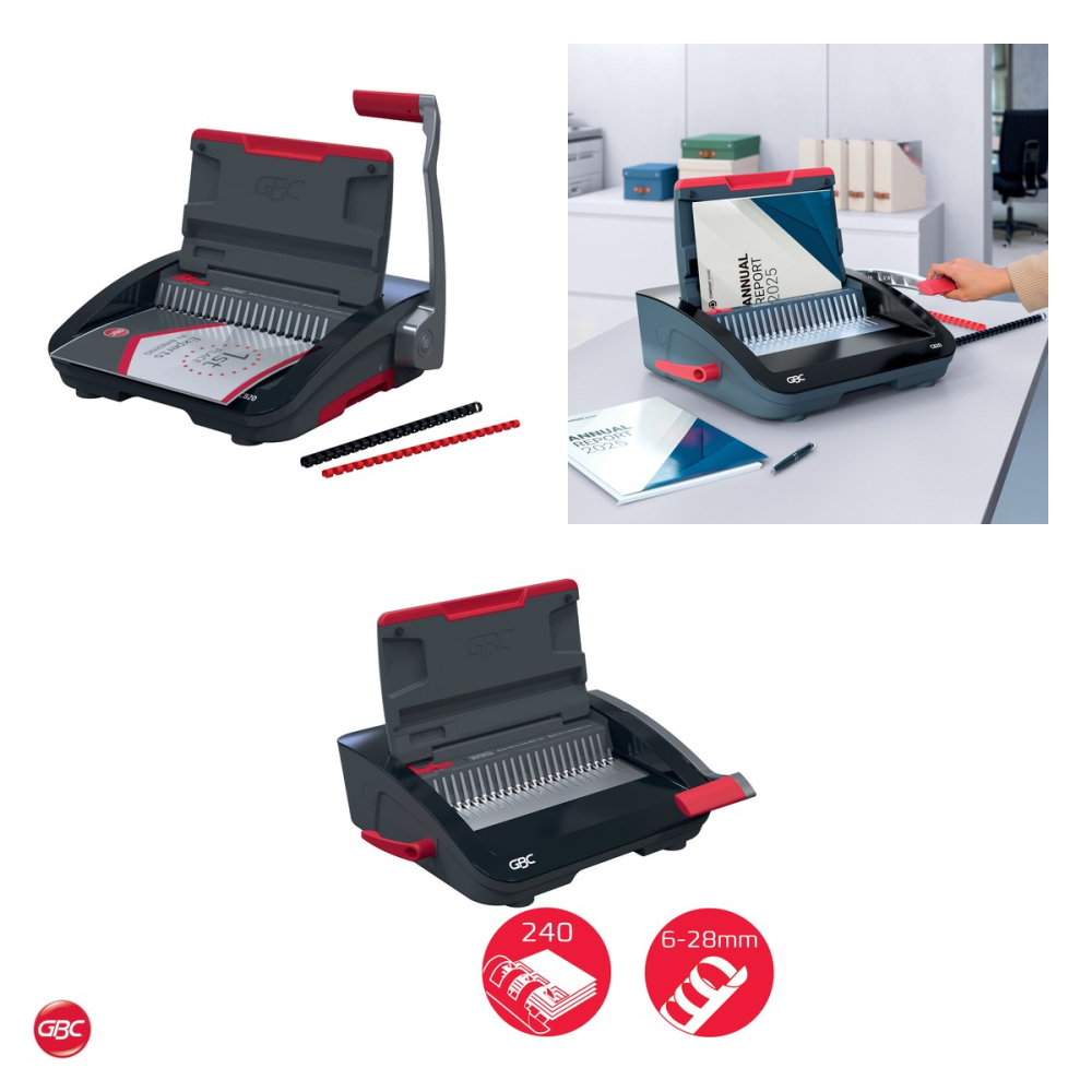 Aparat de indosariat manual GBC CombBind CB20 cu inele de plastic, leaga 240 coli, perforeaza 20 coli, format A4 si A5, tavita pentru confetti [4]