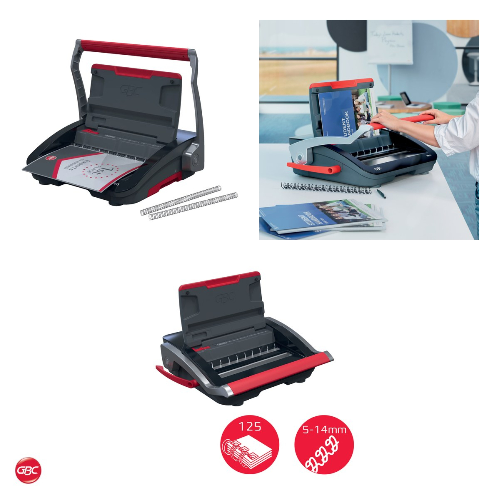 Aparat de indosariat manual GBC WireBind WB15 cu spira metalica, leaga 125 coli cu spira de 14 mm, perforeaza 15 coli, maner dublu, format A4 si A5 [4]