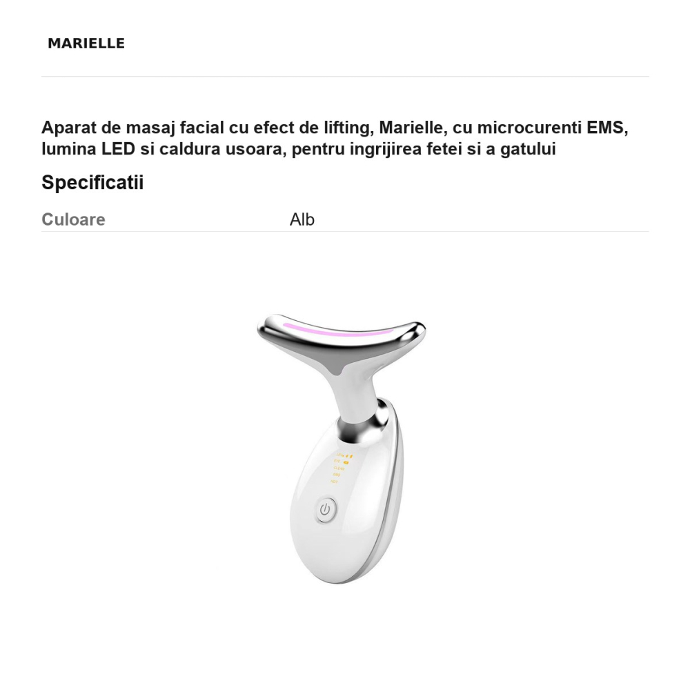 Aparat de masaj facial cu efect de lifting, Marielle, cu microcurenti EMS, lumina LED si caldura usoara, pentru ingrijirea fetei si a gatului [3]
