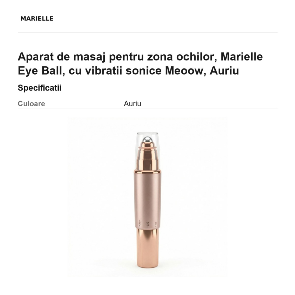 Aparat de masaj pentru zona ochilor, Marielle Eye Ball, cu vibratii sonice Meoow, Auriu [3]