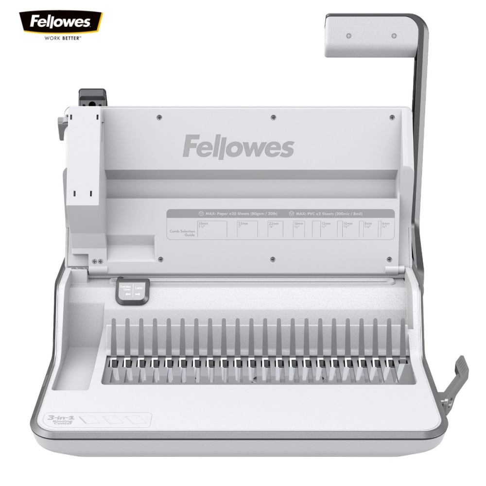 Aparat indosariat 3 in 1, Fellowes Lyra, cu inele din plastic, diametru maxim spirala 38 mm, capacitate indosariere 300 foi, perforare 20 coli, pentru birou si acasa [5]