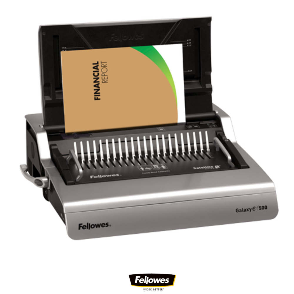 Aparat indosariat electric, Fellowes Galaxy-E 500, cu inele din plastic, diametru maxim spirala 50 mm, capacitate indosariere 500 foi, perforare 28 coli, pentru birou si arhivare intensiva [2]