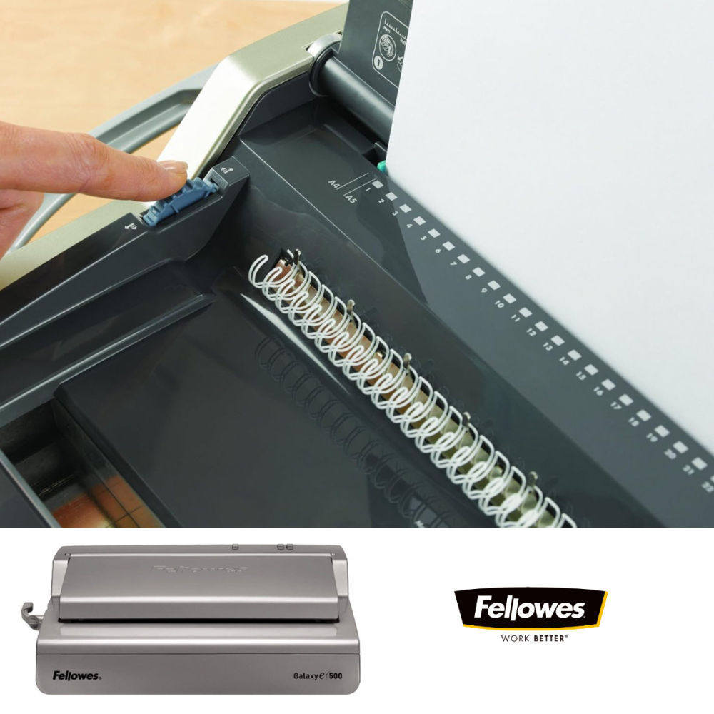 Aparat indosariat electric, Fellowes Galaxy-E Wire, cu inele metalice, diametru maxim spirala 14 mm, capacitate indosariere 120 foi, perforare 20 coli, pentru birou si arhivare profesionala [7]