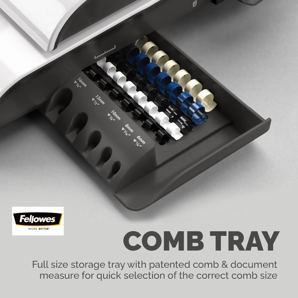 Aparat indosariat electric, Fellowes Pulsar-E 300, cu inele din plastic, diametru maxim spirala 38 mm, capacitate indosariere 300 foi, perforare 20 coli, pentru birou si arhivare [5]