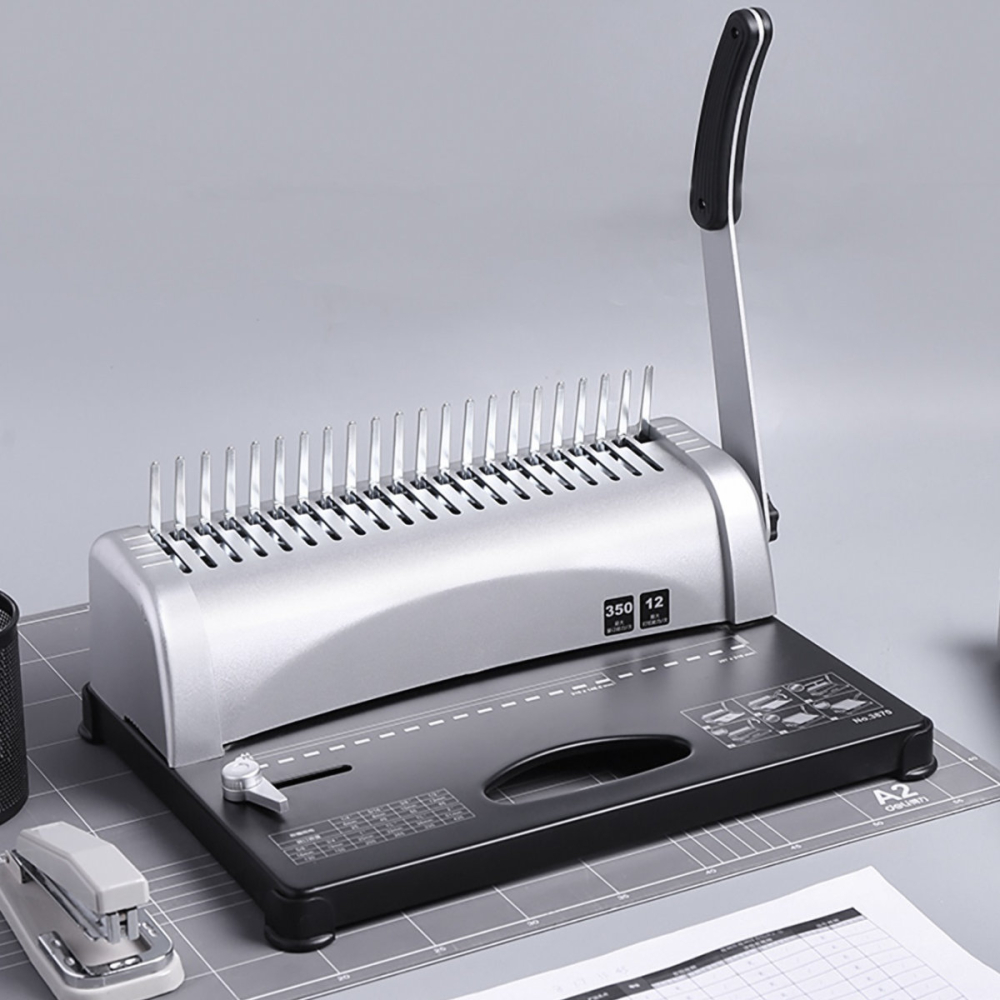 Aparat indosariat manual, E3870, cu inele din plastic, capacitate indosariere 350 foi, perforare 12 coli, pentru birou [5]