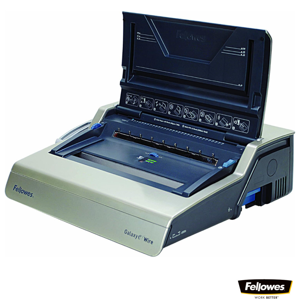 Aparat indosariat manual, Fellowes Galaxy Wire, cu inele metalice, diametru maxim spirala 14 mm, capacitate indosariere 130 foi, perforare 20 coli, pentru birou si arhivare [2]
