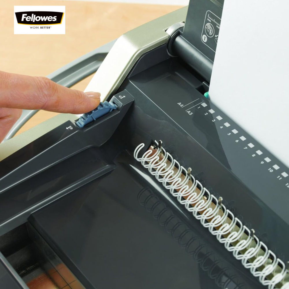 Aparat indosariat manual, Fellowes Galaxy Wire, cu inele metalice, diametru maxim spirala 14 mm, capacitate indosariere 130 foi, perforare 20 coli, pentru birou si arhivare [3]