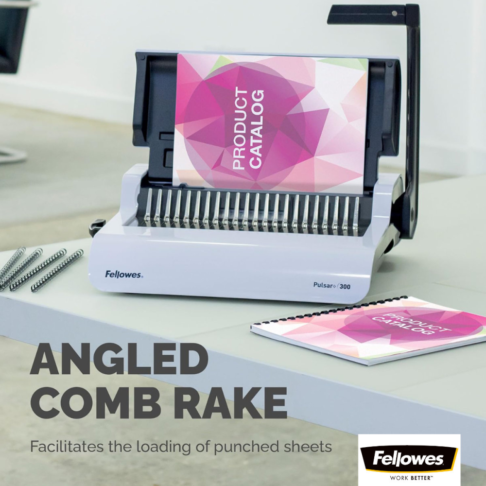 Aparat indosariat manual, Fellowes Pulsar 300 A4, cu inele din plastic, diametru maxim spirala 38 mm, capacitate indosariere 300 foi, perforare 20 coli, pentru birou si arhivare [4]