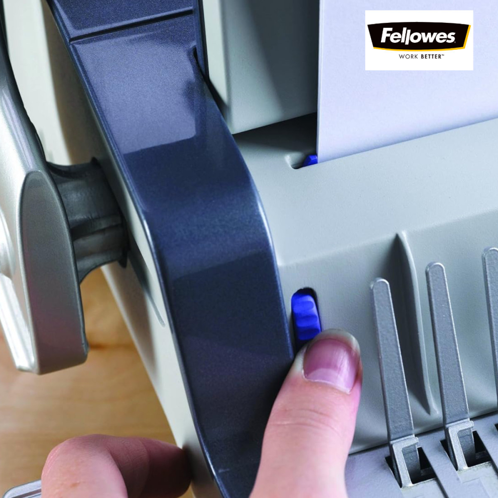 Aparat indosariat manual, Fellowes Quasar 500, cu inele din plastic, diametru maxim spirala 50 mm, capacitate indosariere 500 foi, perforare 25 coli, pentru birou si arhivare intensiva [5]