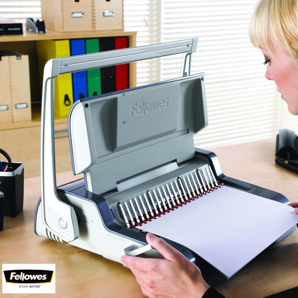 Aparat indosariat manual, Fellowes Quasar 500, cu inele din plastic, diametru maxim spirala 50 mm, capacitate indosariere 500 foi, perforare 25 coli, pentru birou si arhivare intensiva [3]