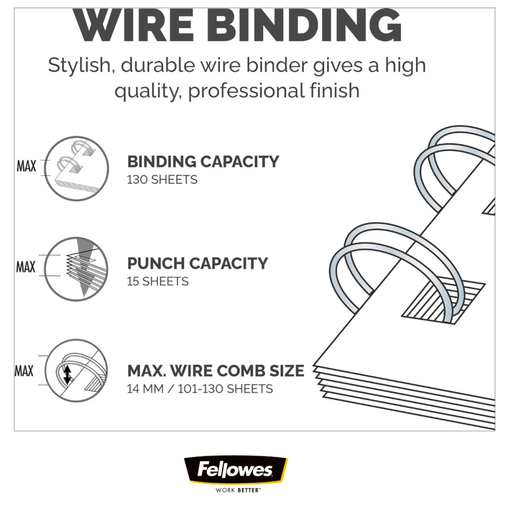 Aparat indosariat manual, Fellows Quasar Wire, cu inele metalice, diametru maxim spirala 14mm, capacitate indosariere 130 foi, perforare 15 coli, pentru birou si arhivare [5]