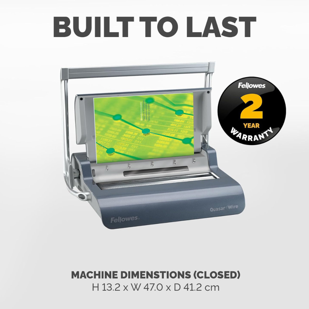 Aparat indosariat manual, Fellows Quasar Wire, cu inele metalice, diametru maxim spirala 14mm, capacitate indosariere 130 foi, perforare 15 coli, pentru birou si arhivare [9]