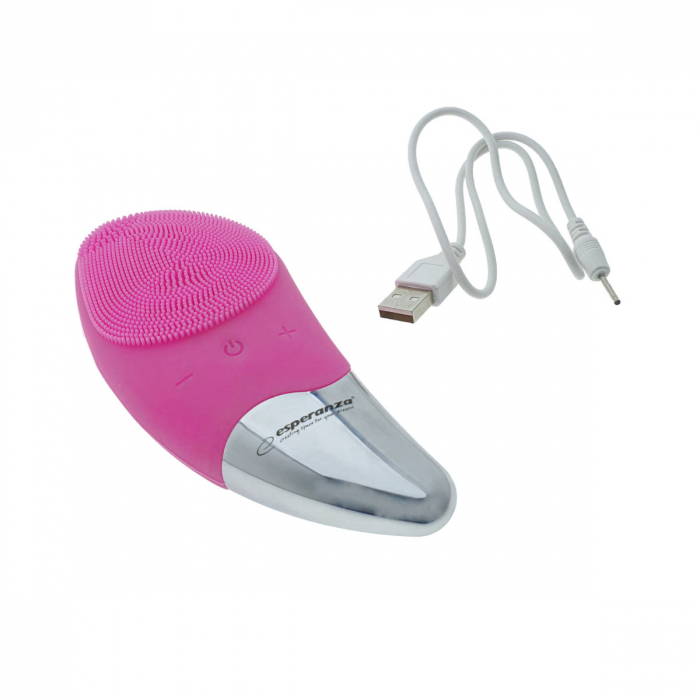 Aparat ingrijire faciala si masaj, Esperanza Cheer, vibratii si pulsatii, reglabil, impermeabil IPX6, baterie Li-Ion, incarcare USB, roz [4]