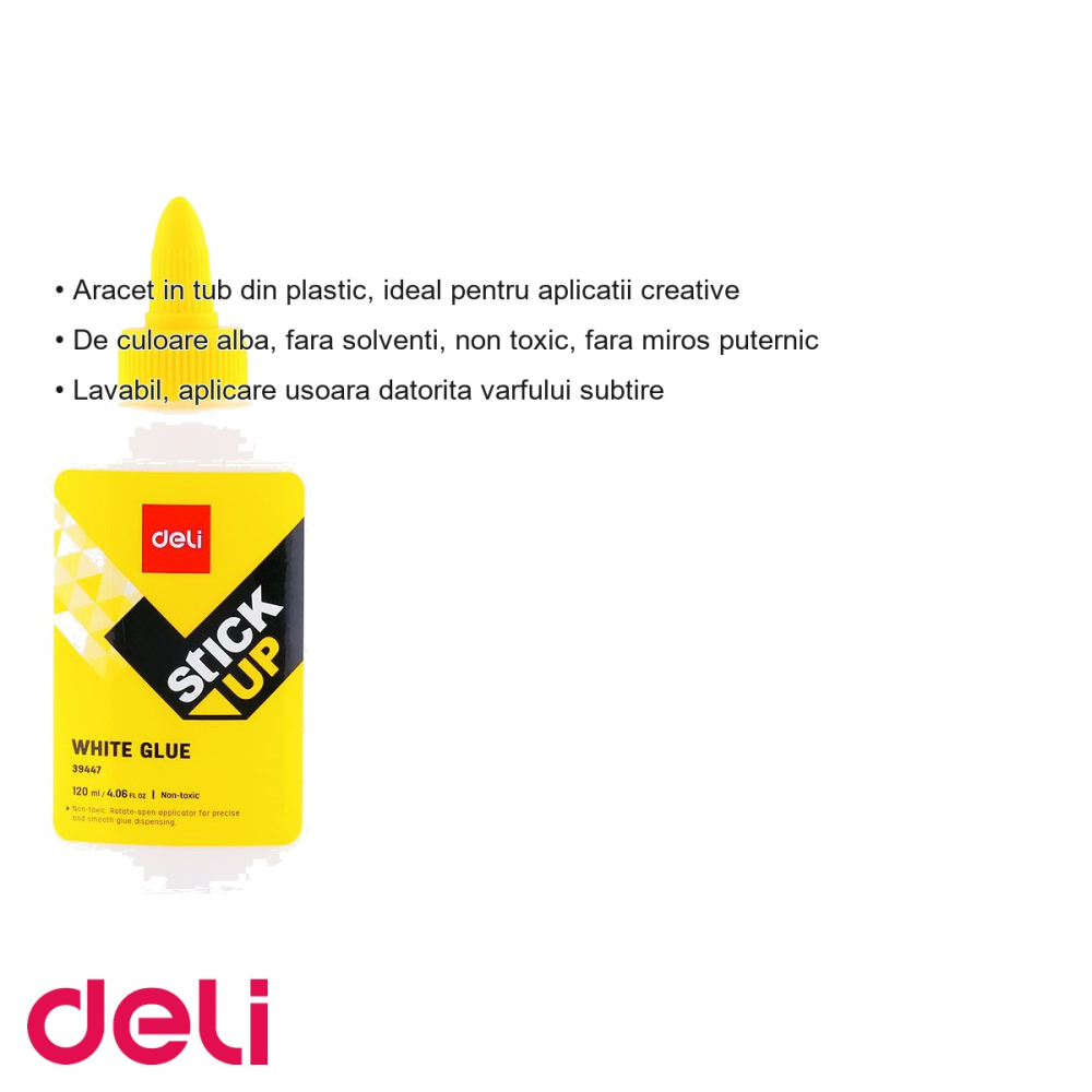 Aracet Deli 120ml, tub plastic cu varf subtire, lipici alb non toxic pentru proiecte creative [3]