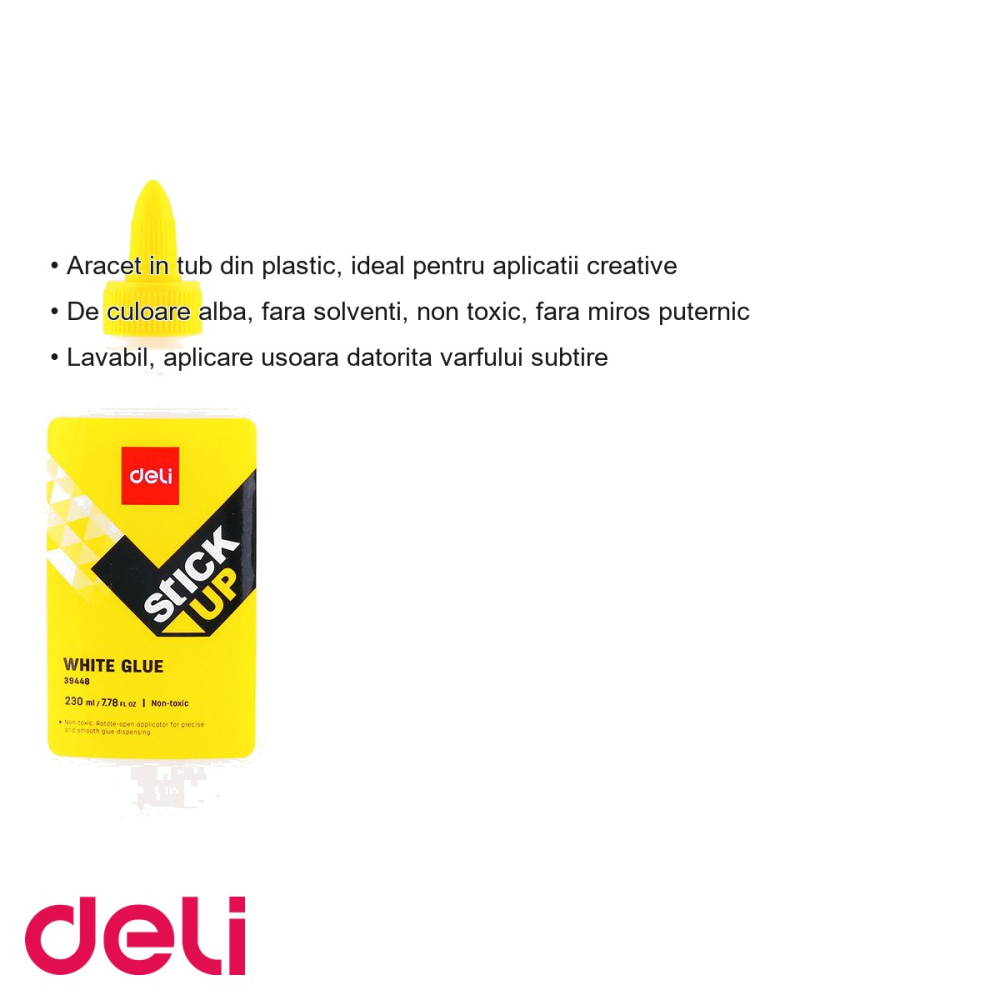 Aracet Deli 230ml, tub plastic cu varf subtire, lipici alb non toxic pentru proiecte creative [3]