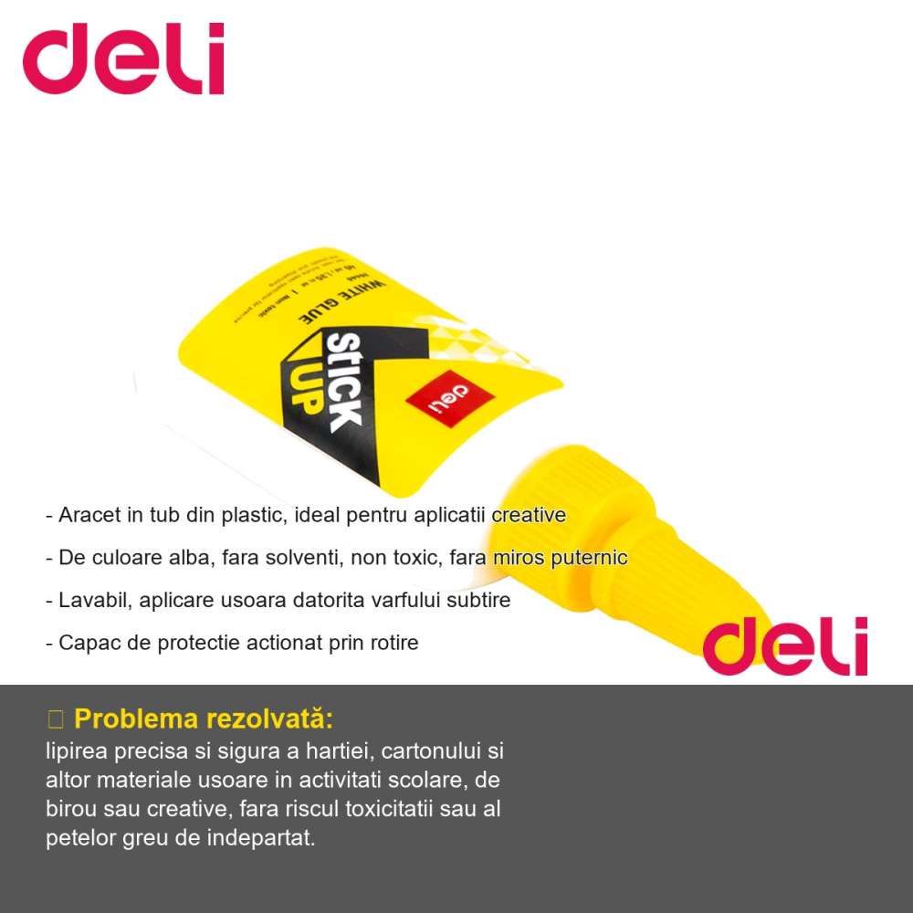 Aracet Deli 40ml, tub plastic cu varf subtire, non toxic, lavabil, pentru aplicatii creative [2]