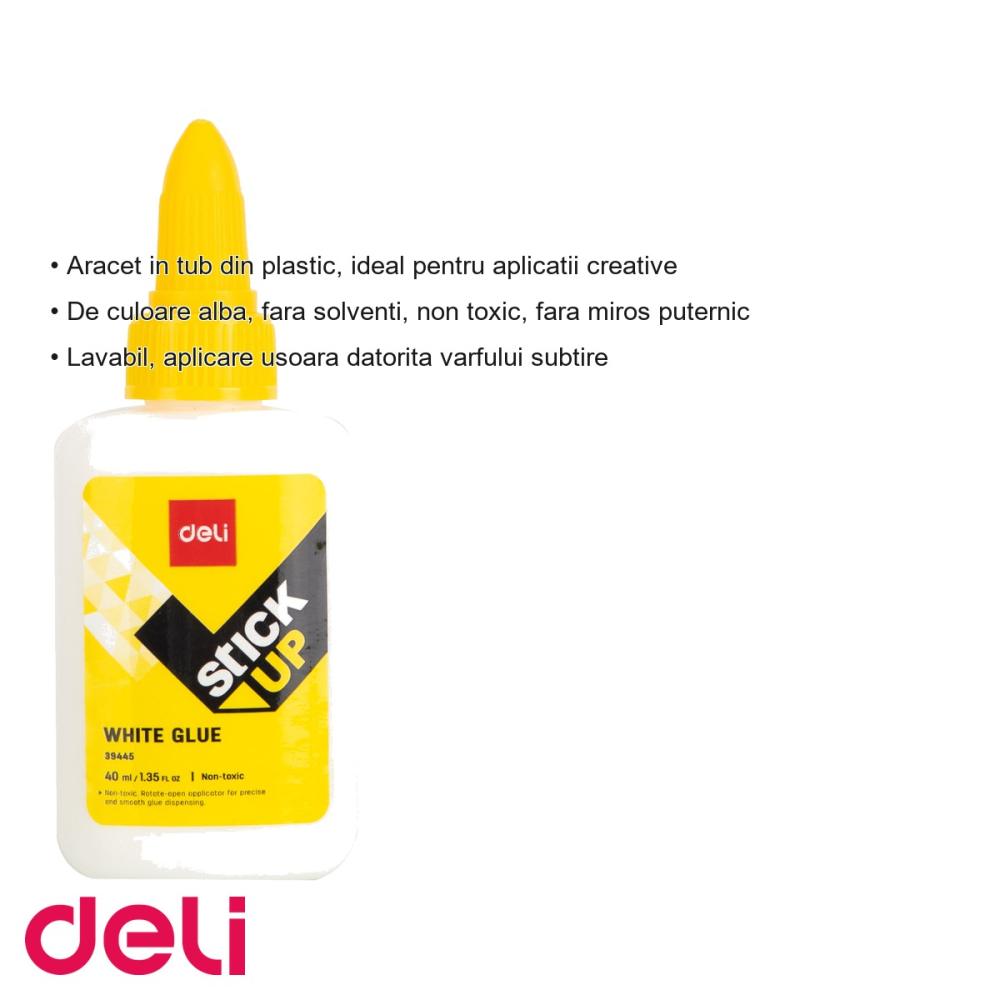 Aracet Deli 40ml, tub plastic cu varf subtire, non toxic, lavabil, pentru aplicatii creative [3]