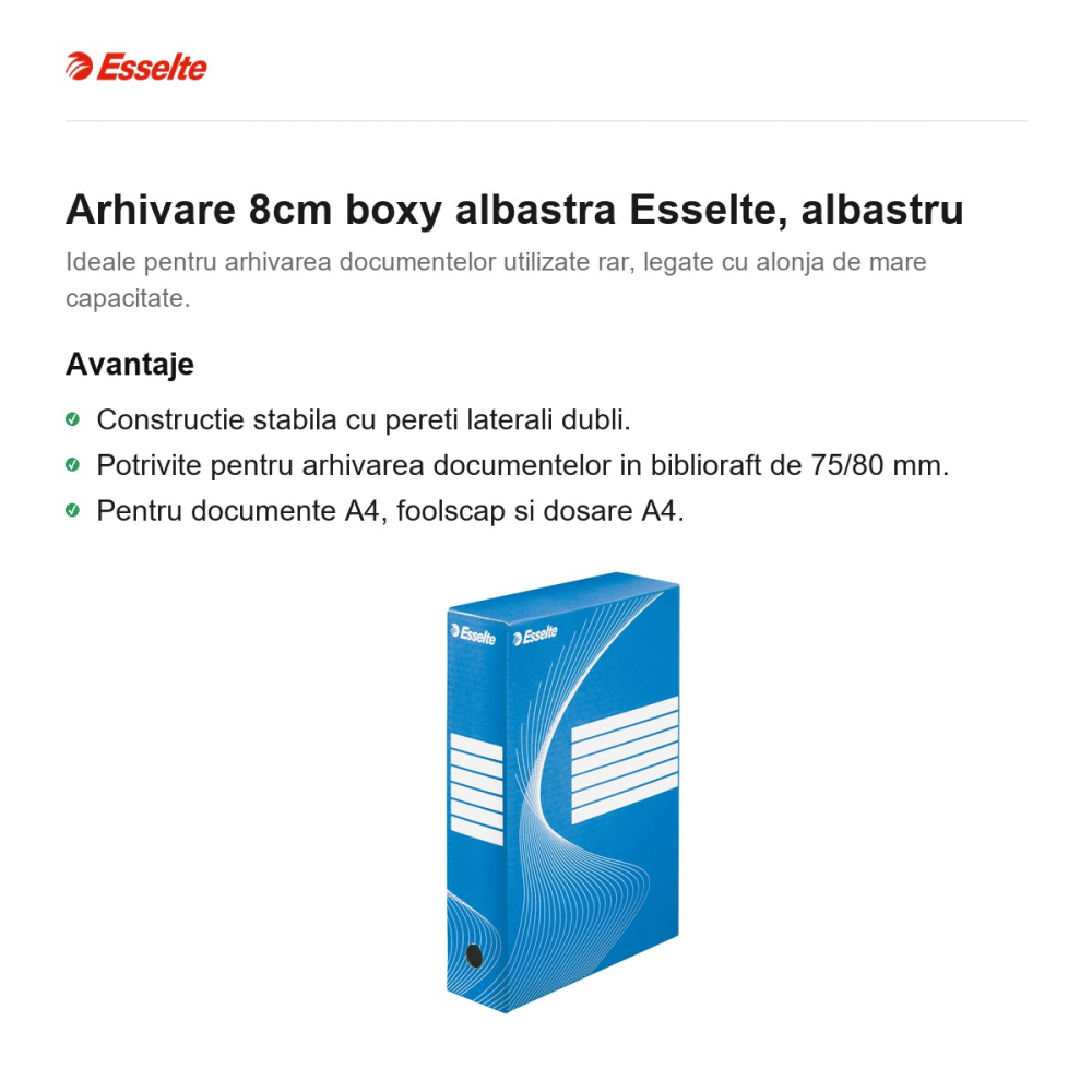 Arhivare 8cm boxy albastra Esselte, albastru [2]