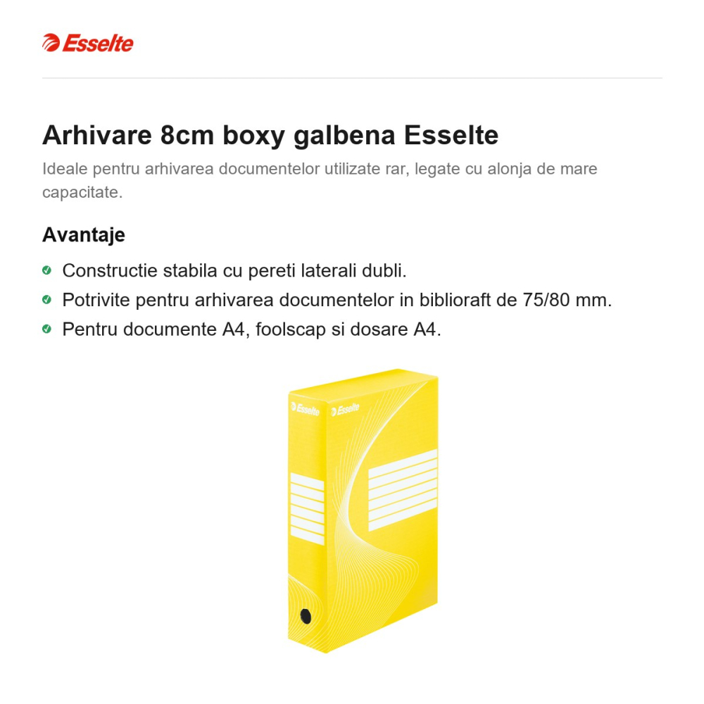 Arhivare 8cm boxy galbena Esselte [2]