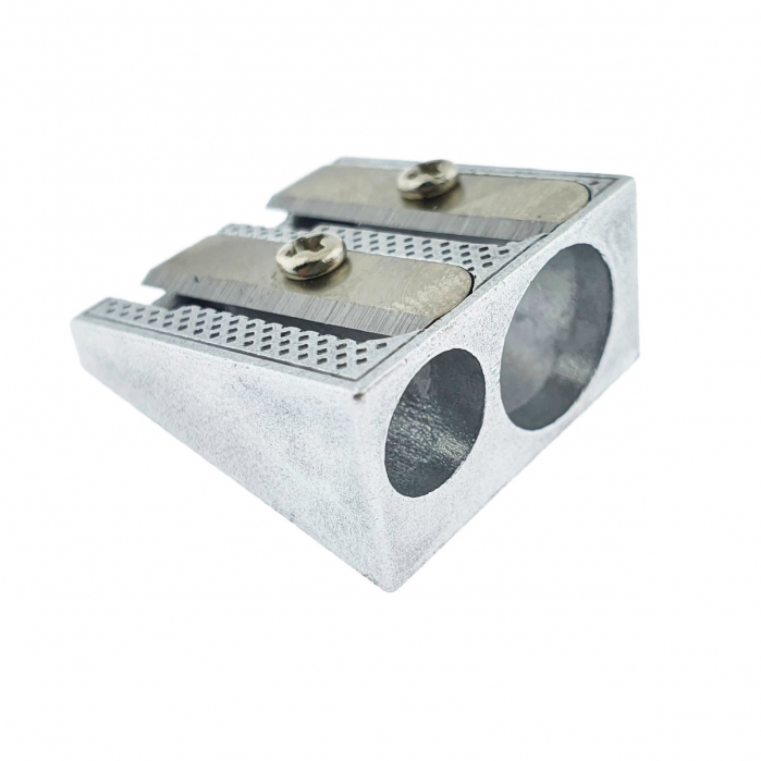 Ascutitoare creioane dubla, din aluminiu, 25x24x12 mm, argintie [4]
