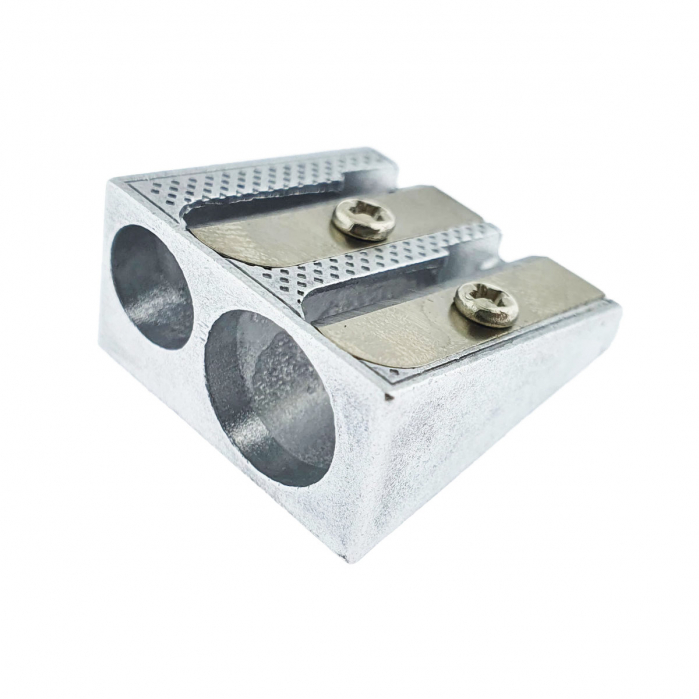 Ascutitoare creioane dubla, din aluminiu, 25x24x12 mm, argintie [2]