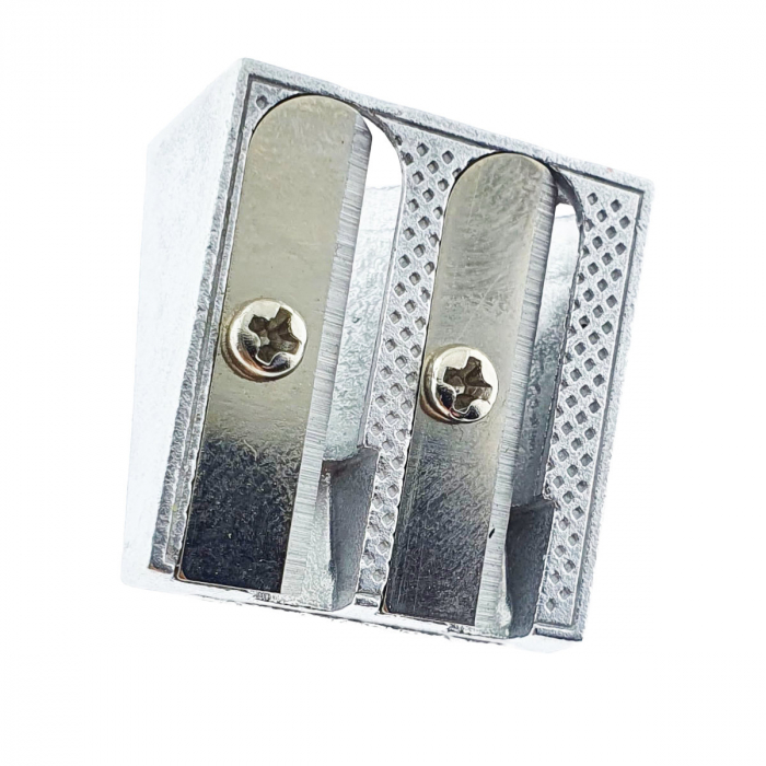 Ascutitoare creioane dubla, din aluminiu, 25x24x12 mm, argintie [6]