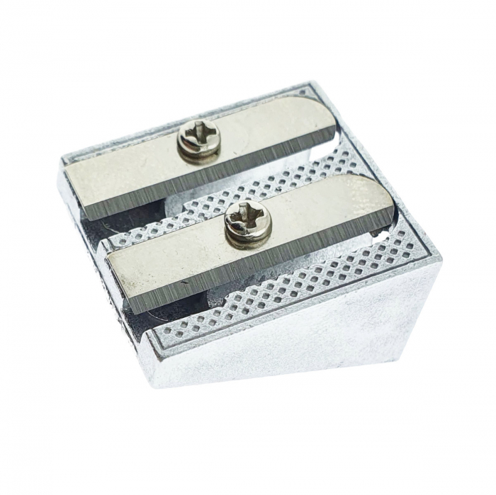 Ascutitoare creioane dubla, din aluminiu, 25x24x12 mm, argintie [3]