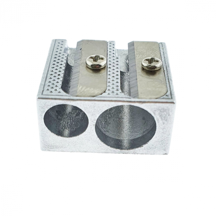 Ascutitoare creioane dubla, din aluminiu, 25x24x12 mm, argintie [5]