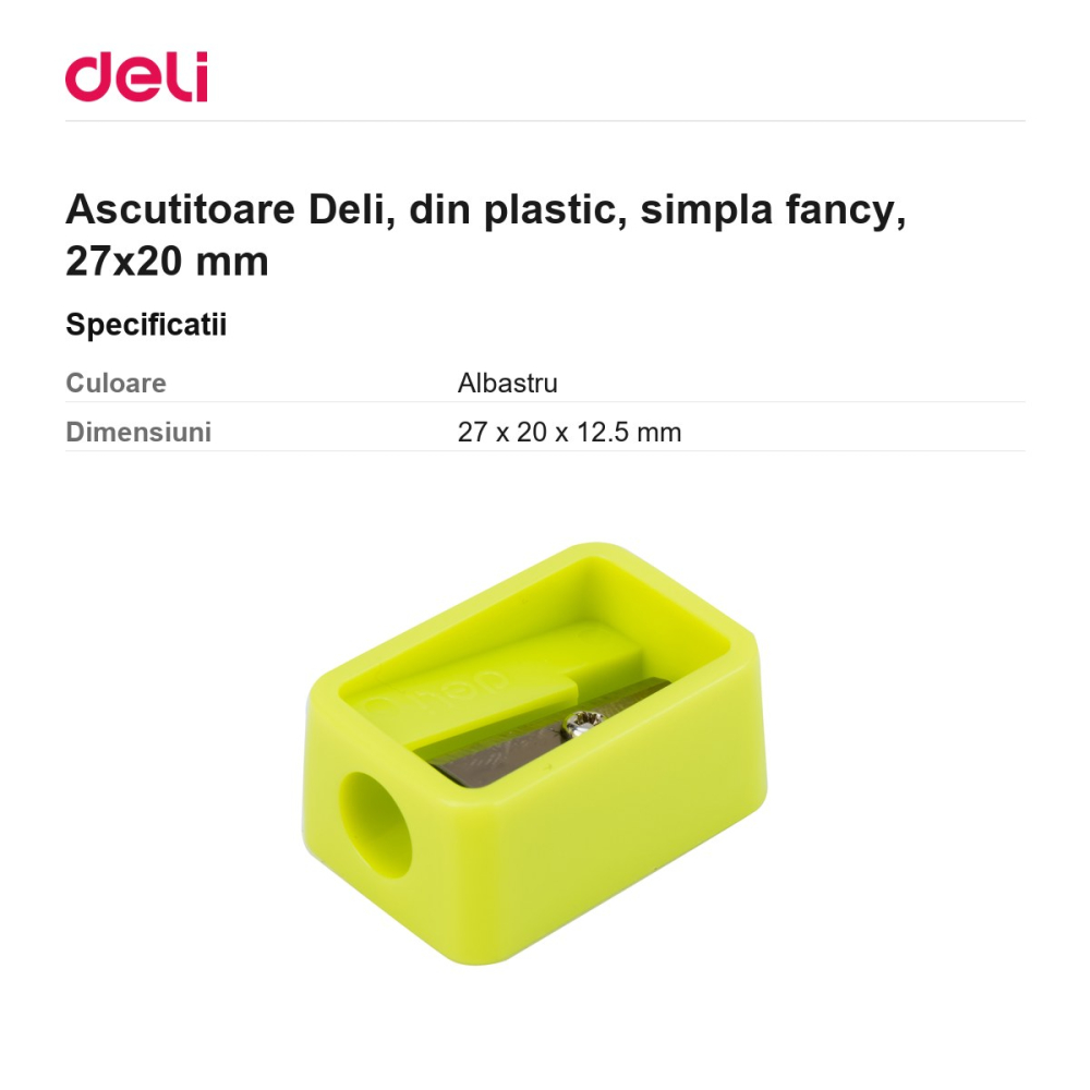Ascutitoare Deli, din plastic, simpla fancy, 27x20 mm [3]