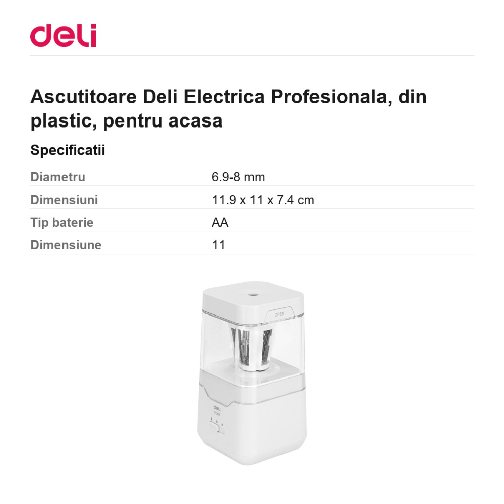 Ascutitoare Deli Electrica Profesionala, din plastic, pentru acasa [3]