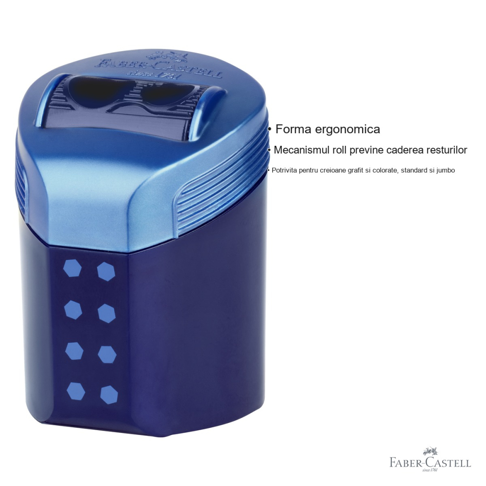 Ascutitoare dubla cu container Faber-Castell, mecanism roll, pentru creioane standard si jumbo [3]