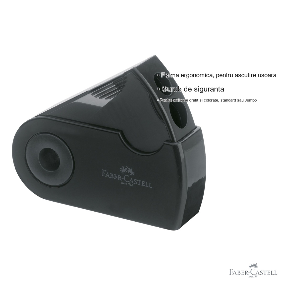 Ascutitoare dubla din plastic Faber-Castell, cu container, pentru creioane grafit si colorate [3]