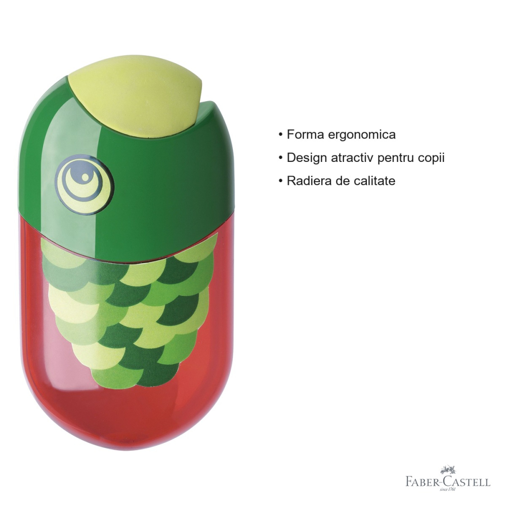 Ascutitoare dubla Faber-Castell cu container si radiera, forma ergonomica, design pentru copii [3]