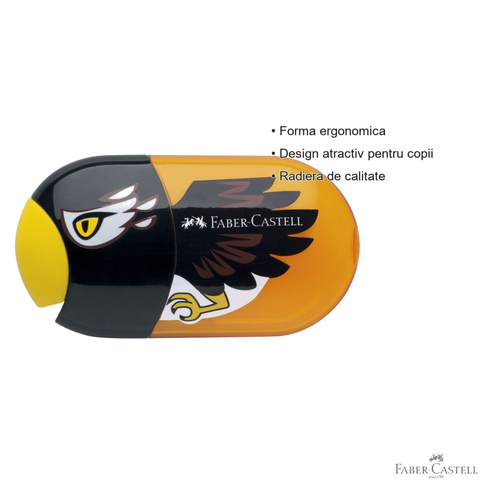 Ascutitoare dubla Faber-Castell cu container si radiera, forma ergonomica, pentru copii [3]