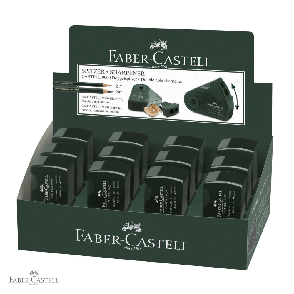 Ascutitoare dubla Faber-Castell, plastic cu container, forma ergonomica, pentru creioane standard si Jumbo [4]