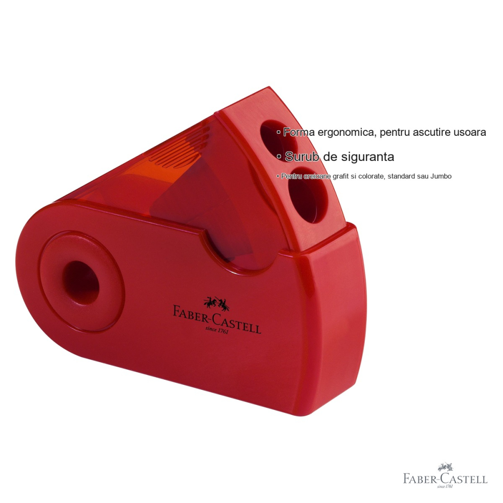 Ascutitoare dubla Faber-Castell, plastic cu container, pentru creioane standard si Jumbo [3]