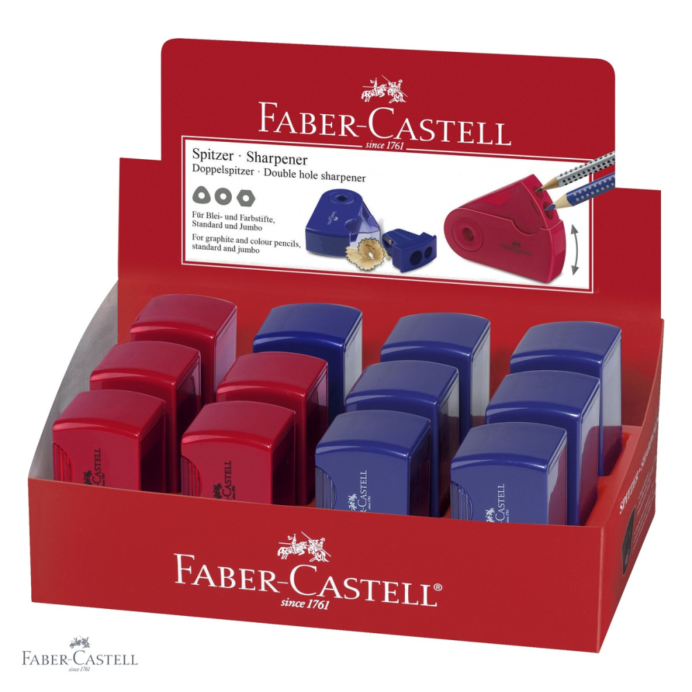 Ascutitoare dubla Faber-Castell, plastic cu container, pentru creioane standard si Jumbo [4]
