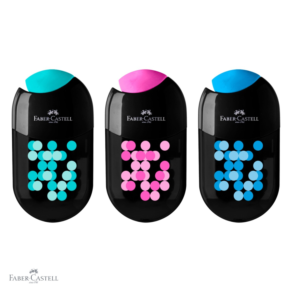 Ascutitoare dubla Faber-Castell Two Tone, cu radiera si container, pentru creioane standard si jumbo, culori asortate [4]