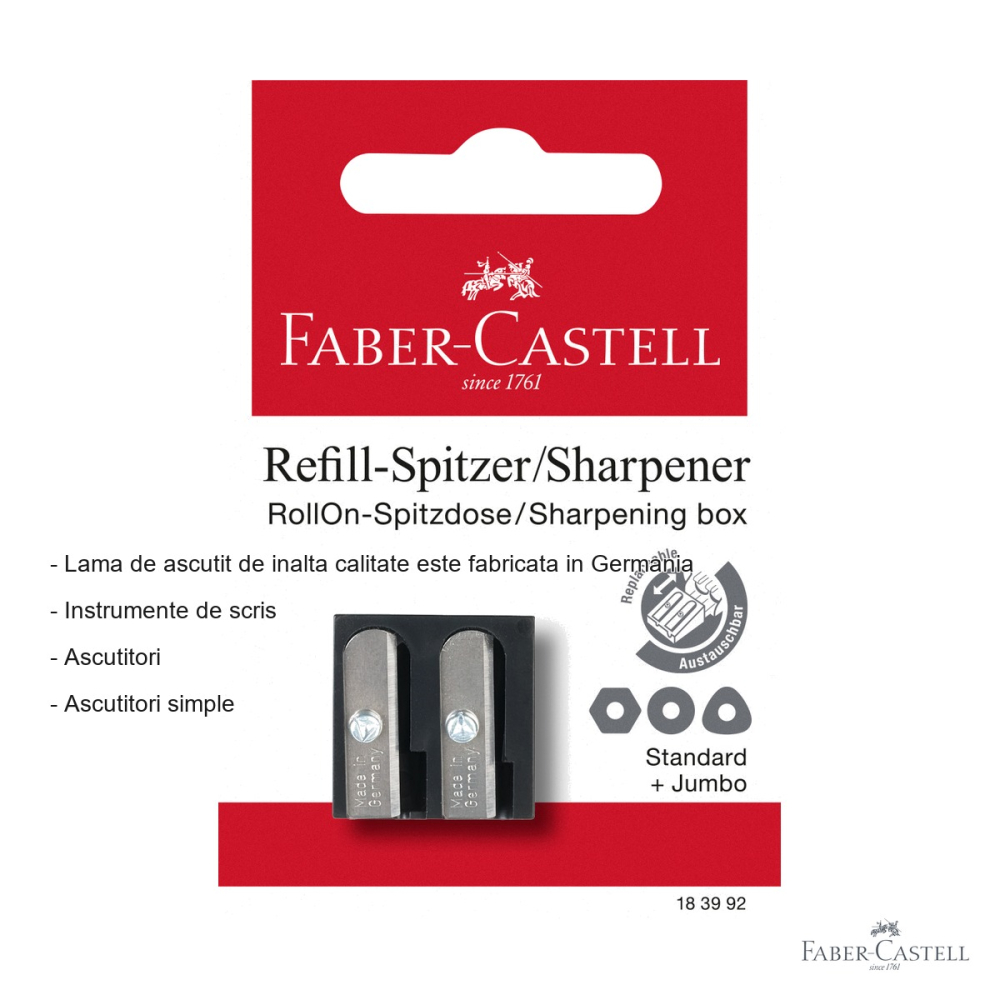 Ascutitoare dubla rezerva Faber-Castell Sparkle, lama Germania, pentru creioane standard si jumbo [2]