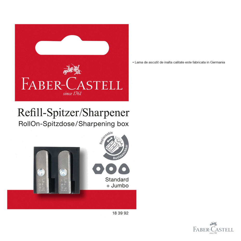 Ascutitoare dubla rezerva Faber-Castell Sparkle, lama Germania, pentru creioane standard si jumbo [3]
