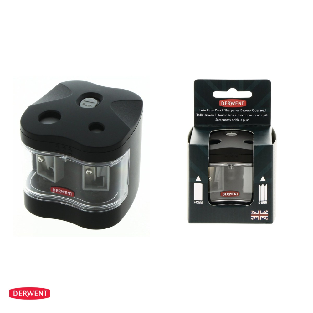 Ascutitoare electrica dubla Derwent Professional, pe baterii, pentru creioane de 6-8 mm si 9-12 mm, neagra [4]