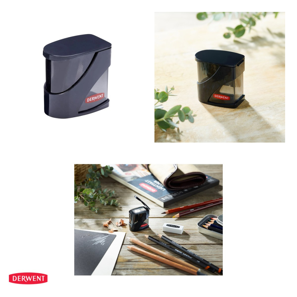 Ascutitoare manuala dubla Derwent Professional din metal, cu rezervor, orificii de 8.25 si 11.5 mm, neagra [4]