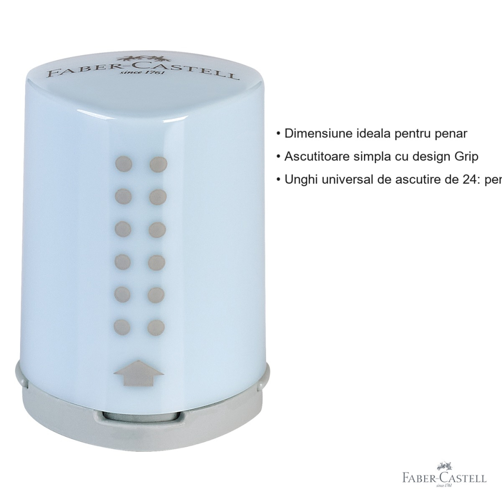 Ascutitoare mini Faber-Castell Grip 2001, plastic cu container, unghi universal 24°, pentru penar [3]