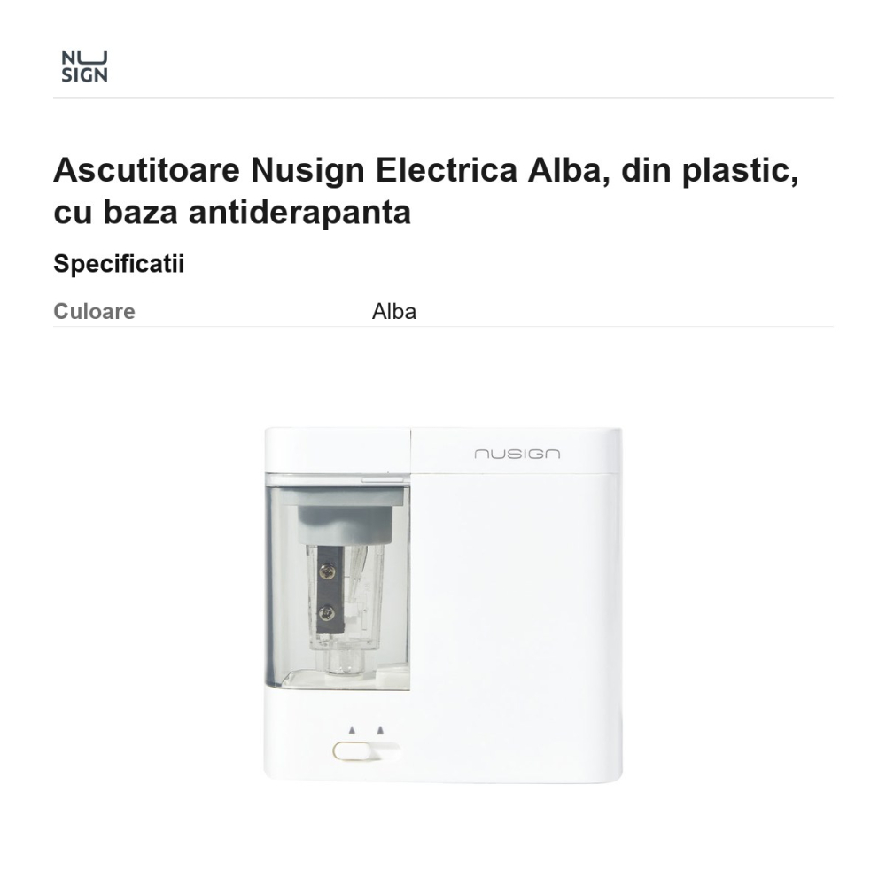 Ascutitoare Nusign Electrica Alba, din plastic, cu baza antiderapanta [3]