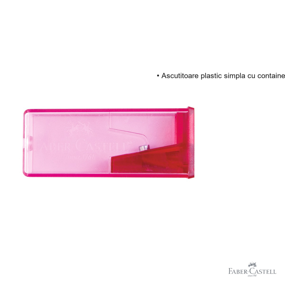 Ascutitoare plastic cu container transparent Faber-Castell, culori fluorescente, pentru creioane [3]
