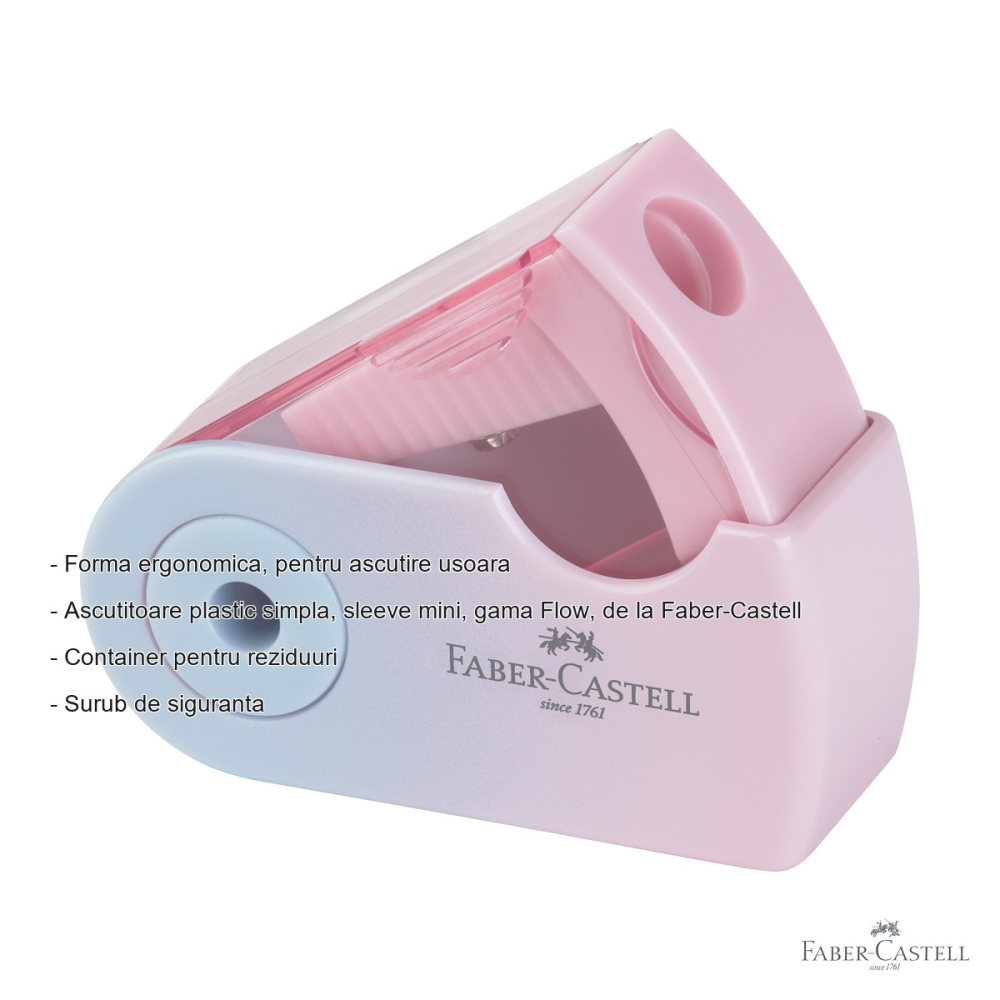Ascutitoare plastic simpla Faber-Castell Flow Sleeve Mini, ergonomica, pentru creioane grafit si colorate [2]